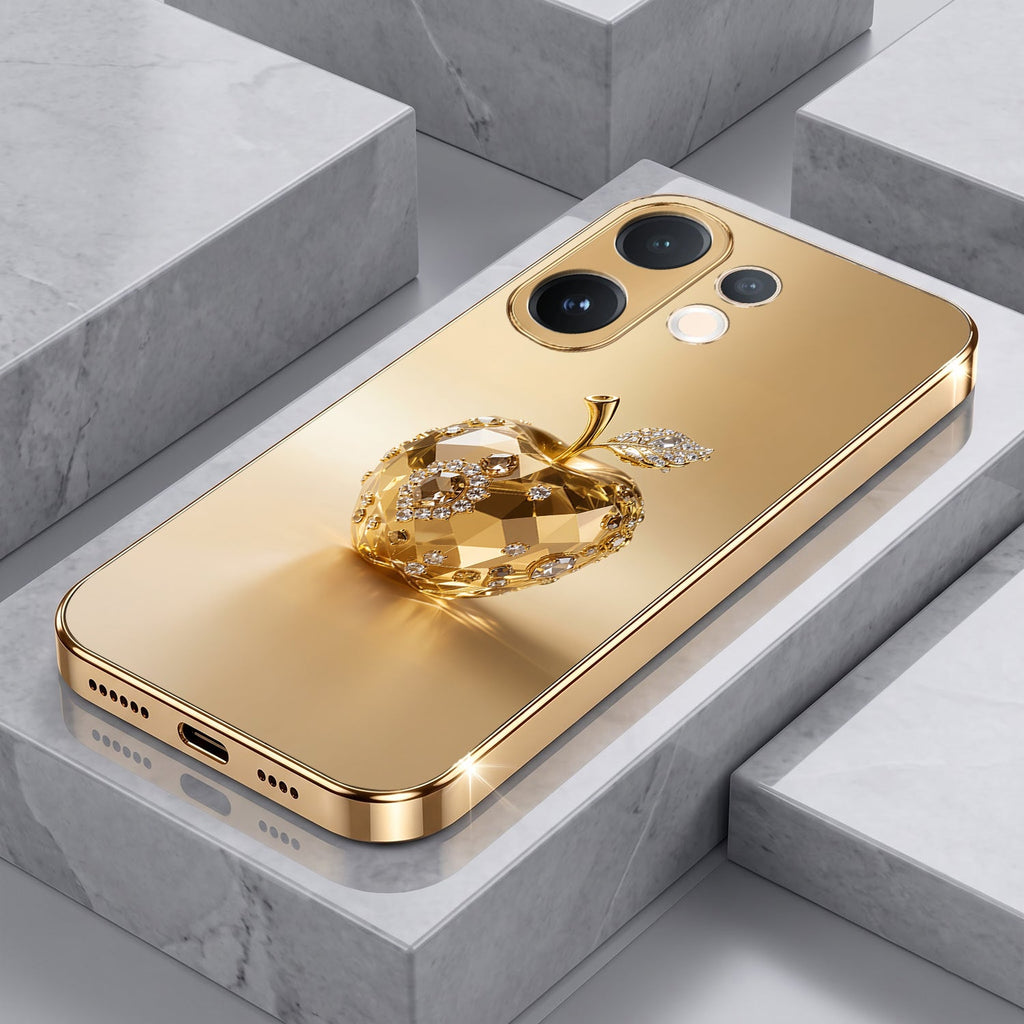 Vivo T4 Pro 5G Golden Apple Gold Electroplated Glass Phone Back Case