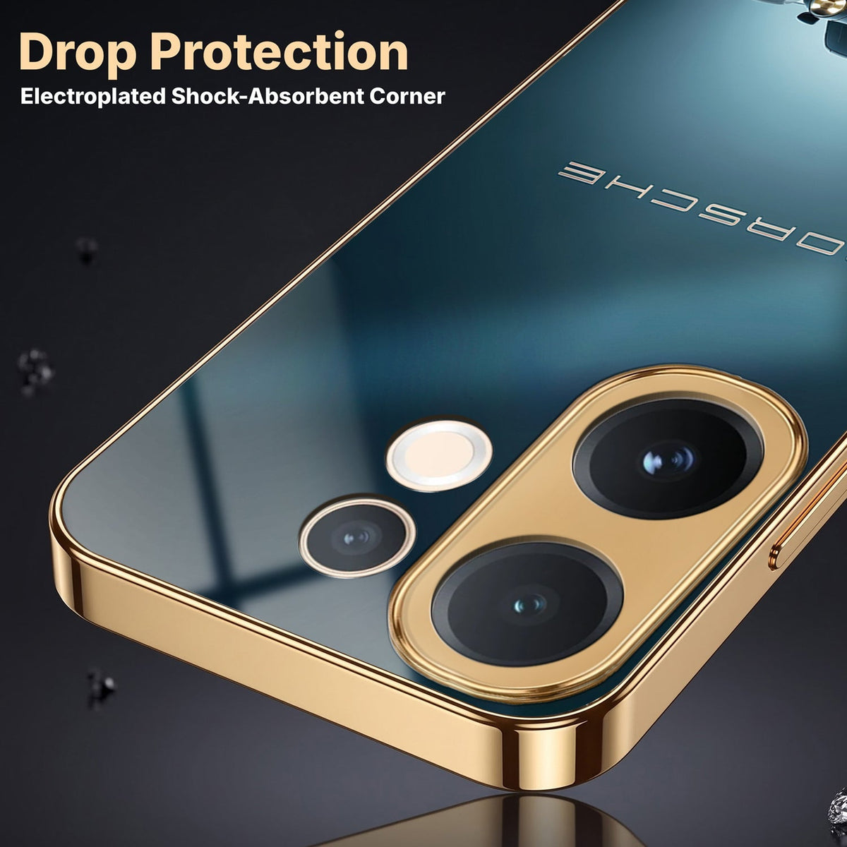 Vivo V60e 5G Porsche Luxury Gold Electroplated Glass Phone Back Case
