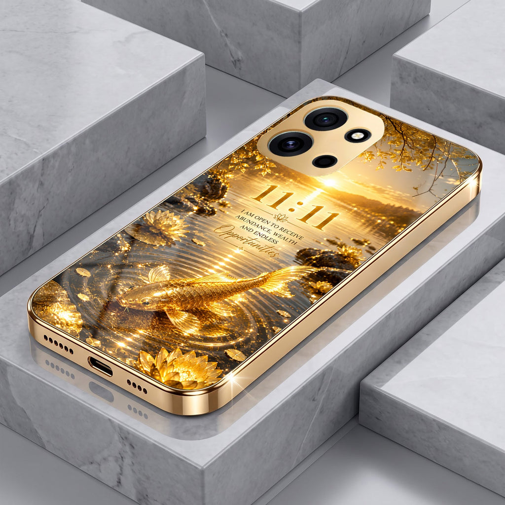 OnePlus Nord 6 5G 11:11 Manifestation Gold Electroplated Glass Phone Back Case