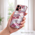 Oppo Reno 14 5G Pearl Marble Pink Electroplated Glass Phone Back Case
