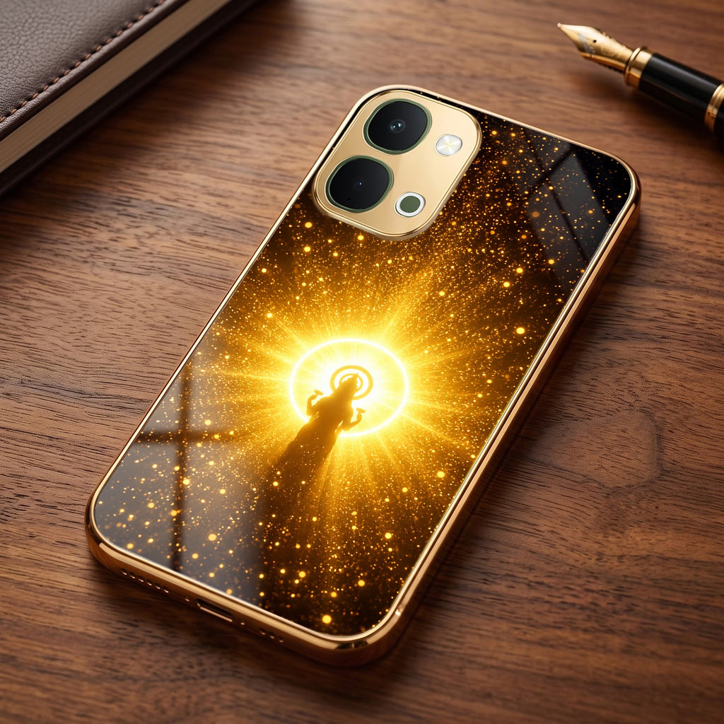 Vivo T5x 5G Lakshmi Sacred Gold Electroplated Glass Phone Back Case