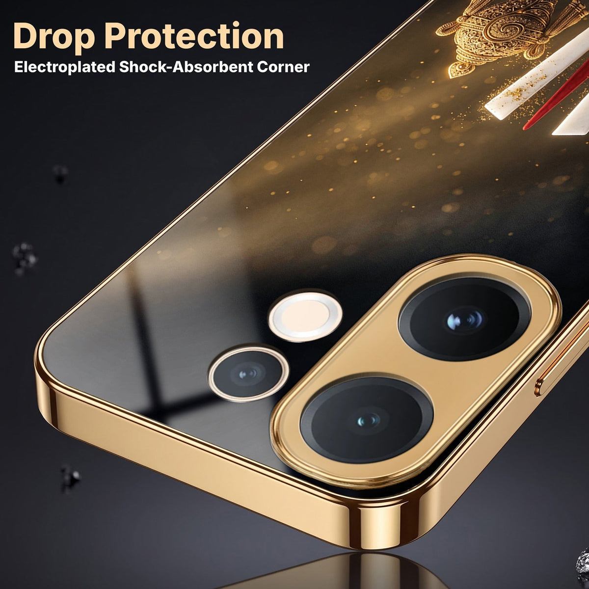 Vivo T4 Pro 5G Royal Heritage Edition Gold Electroplated Glass Phone Back Case