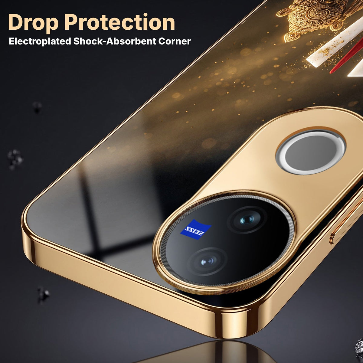 Vivo T4R 5G Royal Heritage Edition Gold Electroplated Glass Phone Back Case