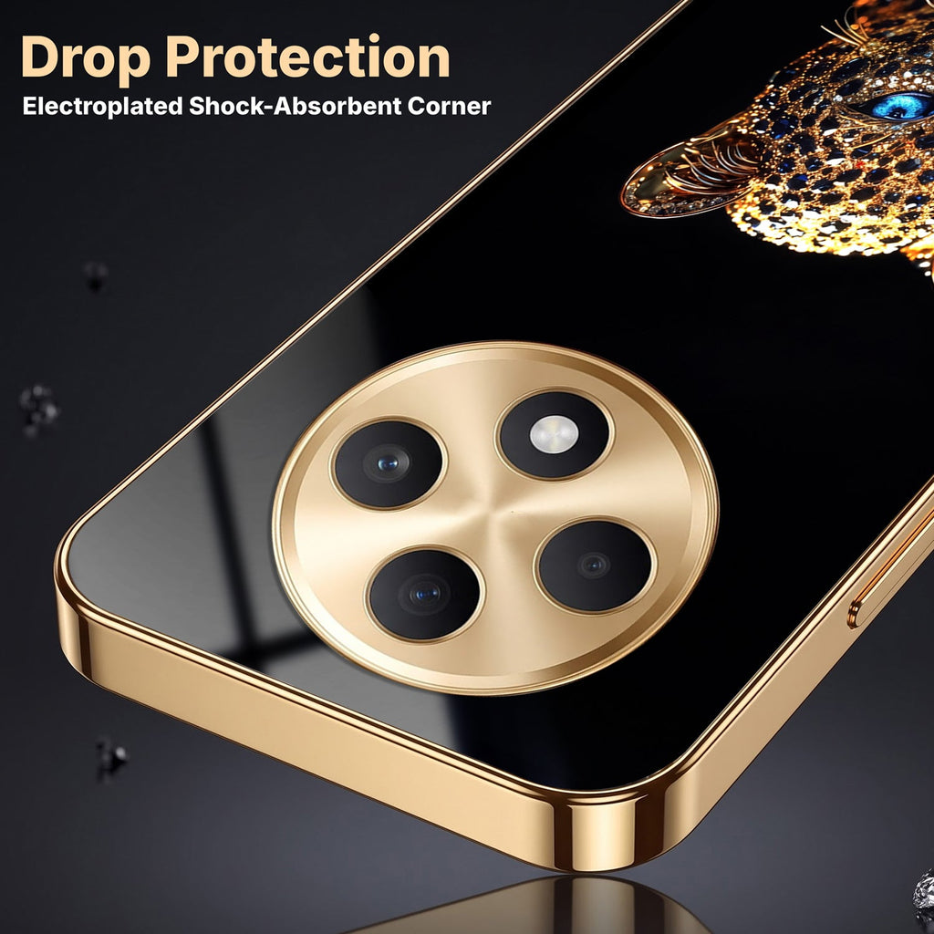 OPPO F27 Pro+ 5G Panther Gold Electroplated Glass Phone Back Case
