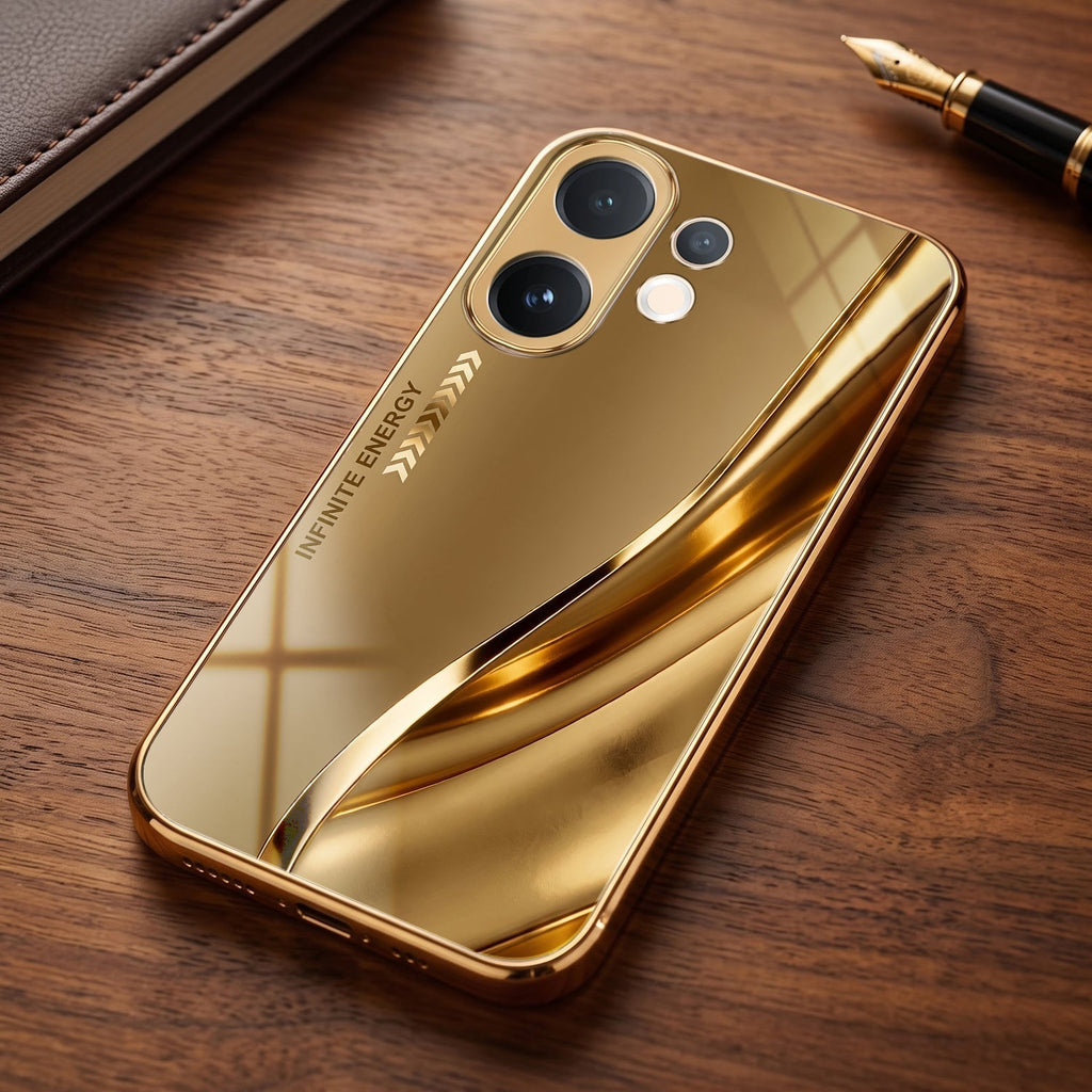 Vivo T4 Pro 5G Luxury Infinity Energy Gold Electroplated Glass Phone Case