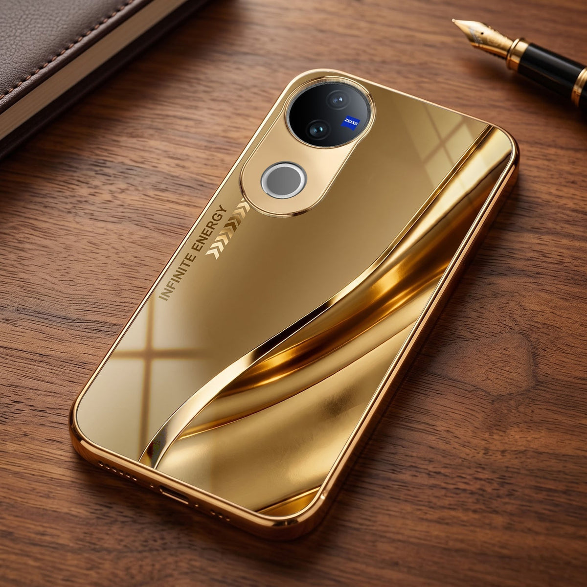 Vivo T4R 5G Luxury Infinity Energy Gold Electroplated Glass Phone Case
