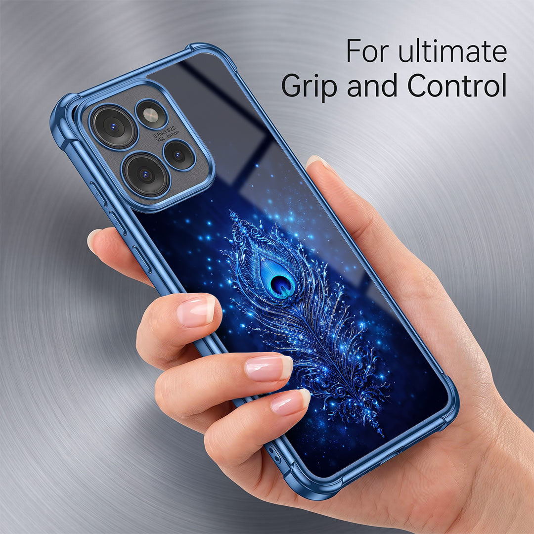 Motorola Edge 50 5G Premium Peacock Feather Blue Airbags Printed Back Case