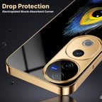 Vivo V40 Pro 5G Multi-Feather Peacock Gold Electroplated Glass Phone Back Case