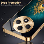 OPPO F27 Pro+ 5G Golden Peacock Feather Gold Electroplated Glass Phone Back Case