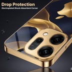 Oppo Reno 14 5G Luxury Wave Gold Electroplated Glass Phone Back Case