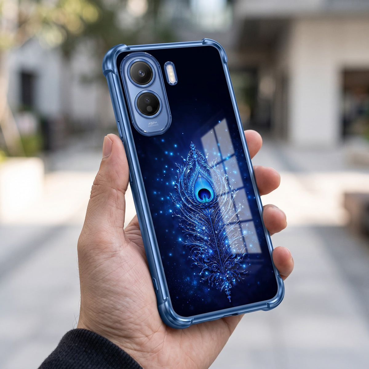 Vivo T5 Pro 5G Premium Peacock Feather Blue Airbags Printed Back Case