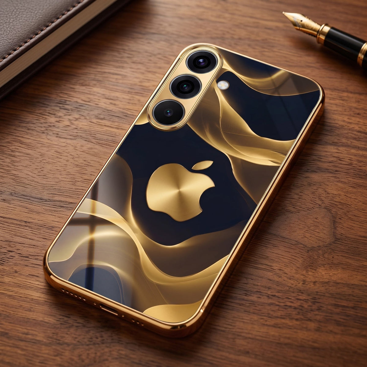 Samsung Galaxy A56 5G Luxury Wave Gold Electroplated Glass Phone Back Case