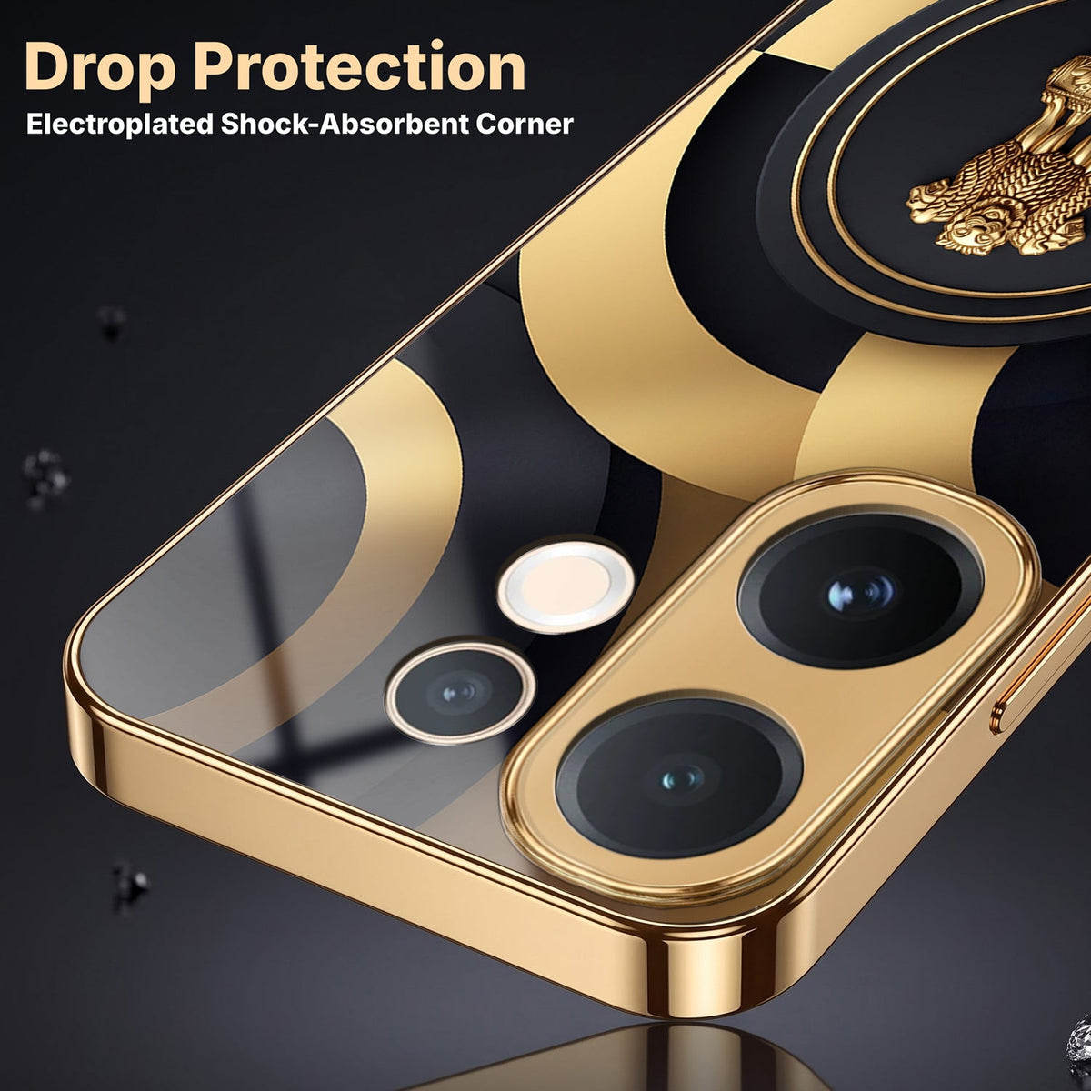 Vivo V60e 5G Royal Emblem Gold Electroplated Glass Phone Back Case