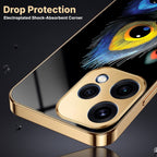 Oppo Reno 15 5G Multi-Feather Peacock Gold Electroplated Glass Phone Back Case