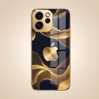 Oppo Reno 15 Pro Mini 5G Luxury Wave Gold Electroplated Glass Phone Back Case