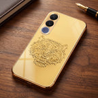 Vivo V70 FE 5G Golden Tiger Face Gold Electroplated Glass Phone Back Case