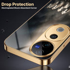 Vivo V40 Pro 5G Running Horses Gold Electroplated Glass Phone Back Case