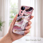 Vivo V40 Pro 5G Midnight Pearl Wave Pink Electroplated Glass Phone Back Case