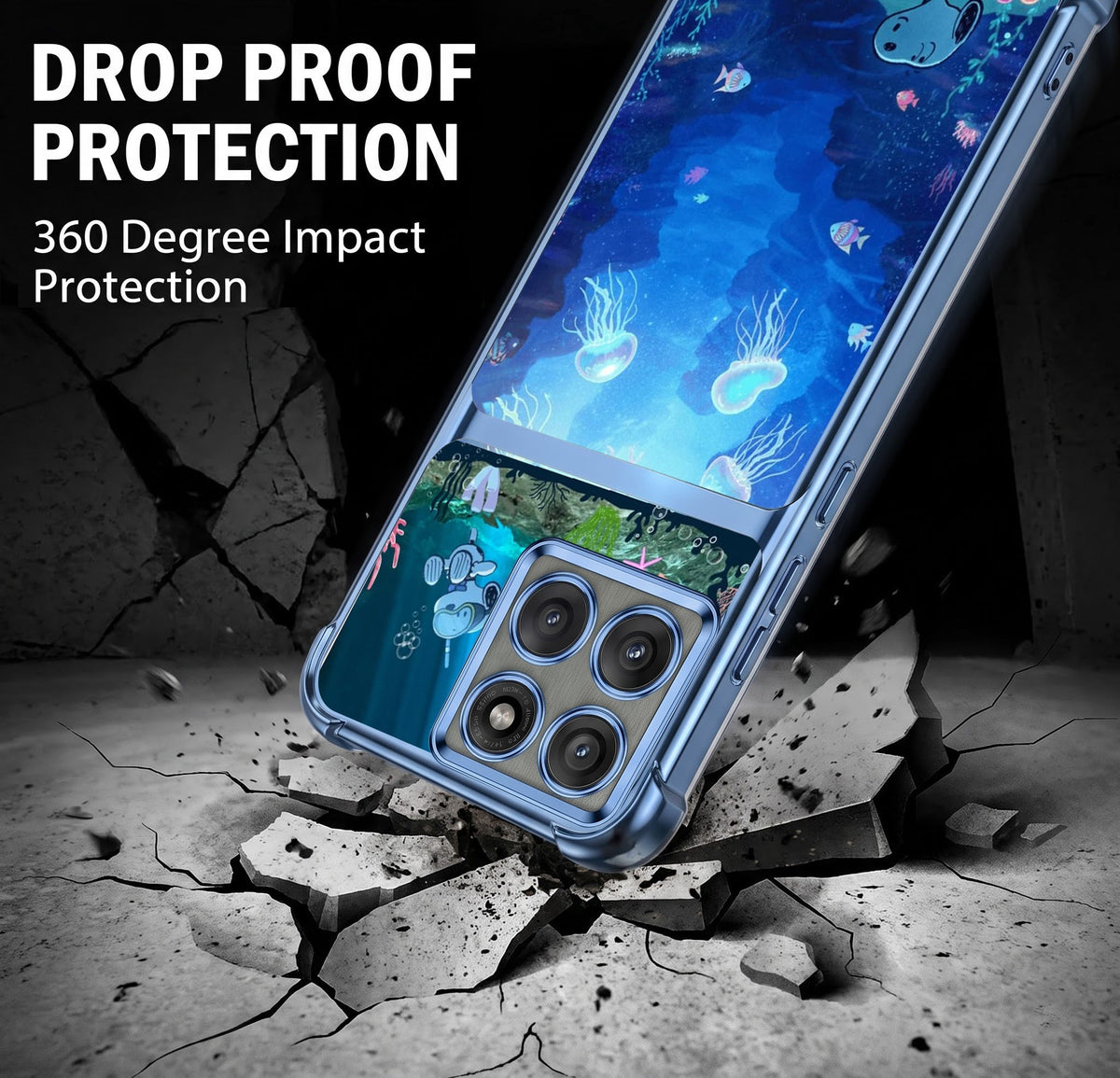 Motorola Edge 60 Pro 5G Mystic Jellyfish Dual-Tone Transparent Blue Airbags Case