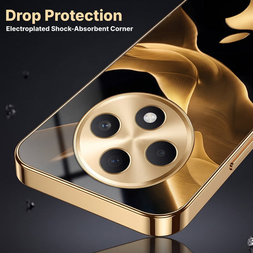 Oppo F27 Pro+ 5G Luxury Wave Gold Electroplated Glass Phone Back Case