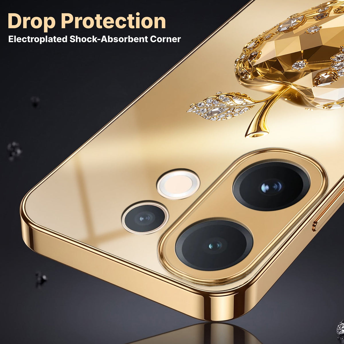 Vivo T4 Pro 5G Golden Apple Gold Electroplated Glass Phone Back Case