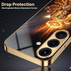Samsung Galaxy A36 5G Lord Narasimha Gold Electroplated Glass Phone Back Case