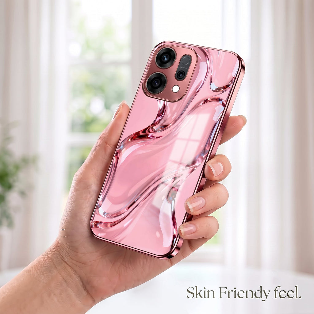 Oppo Reno 14 5G Crystal Wave Energy Pink Electroplated Glass Phone Back Case