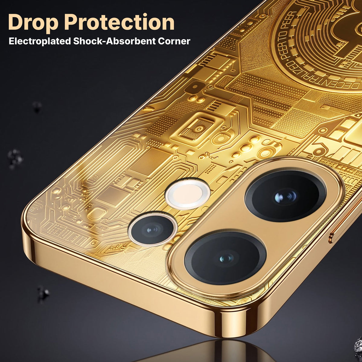 Vivo T4 Pro 5G Bitcoin Gold Electroplated Glass Phone Back Case
