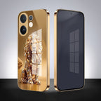 Vivo V60e 5G Luxury Lion Gold Electroplated Glass Phone Back Case