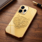 Oppo Reno 15 5G Golden Tiger Face Gold Electroplated Glass Phone Back Case