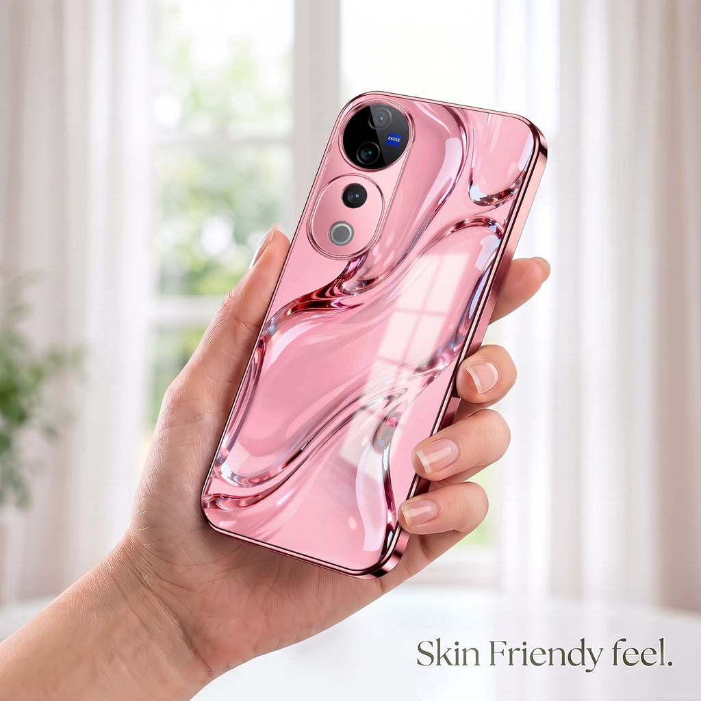 Vivo V40 Pro 5G Crystal Wave Energy Pink Electroplated Glass Phone Back Case