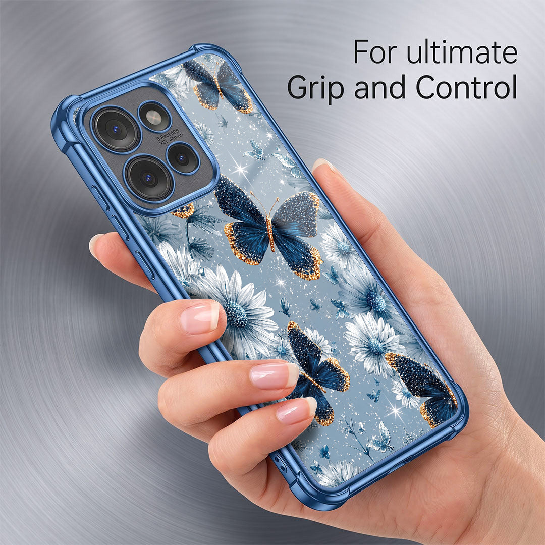Motorola Edge 50 Neo 5G Blue Butterfly Floral Blue Airbags Printed Back Case