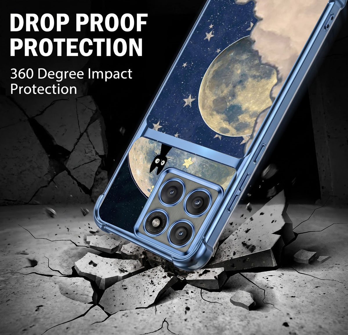 Motorola Edge 60 Pro 5G Moonlight Galaxy Dual-Tone Transparent Blue Airbags Case