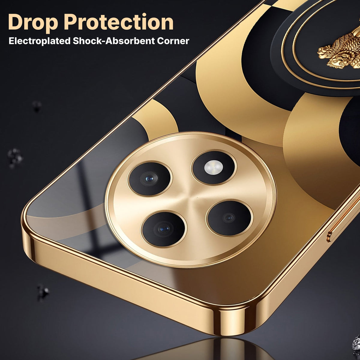 Oppo F27 Pro+ 5G Royal Emblem Gold Electroplated Glass Phone Back Case