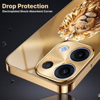 Oppo Reno 13 5G Luxury Lion Gold Electroplated Glass Phone Back Case