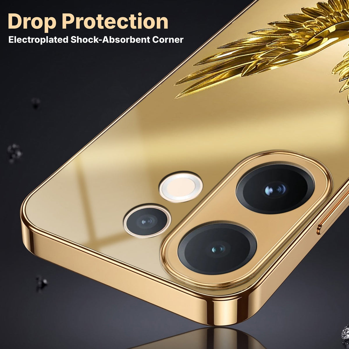Vivo V60e 5G Golden Eagle Gold Electroplated Glass Phone Back Case