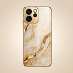 Oppo Reno 15 Pro Mini 5G Marvel Texture Gold Electroplated Glass Phone Back Case