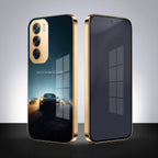 Oppo Reno 12 Pro 5G Porsche Luxury Gold Electroplated Glass Phone Back Case