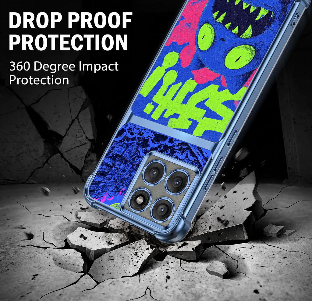 Motorola Edge 60 Pro 5G Neon Monster Dual-Tone Transparent Blue Airbags Case