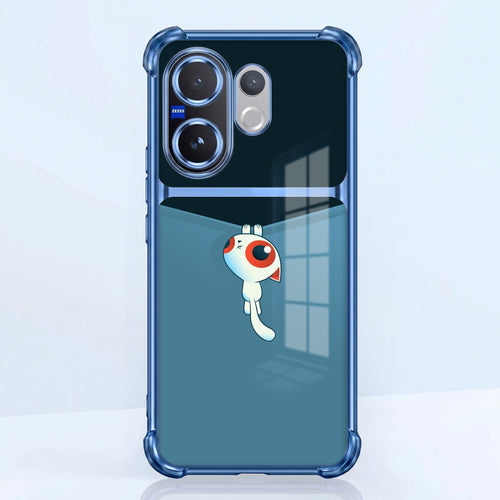 Vivo V60 5G Cute Cyclops Monster Dual-Tone Transparent Blue Airbags Case