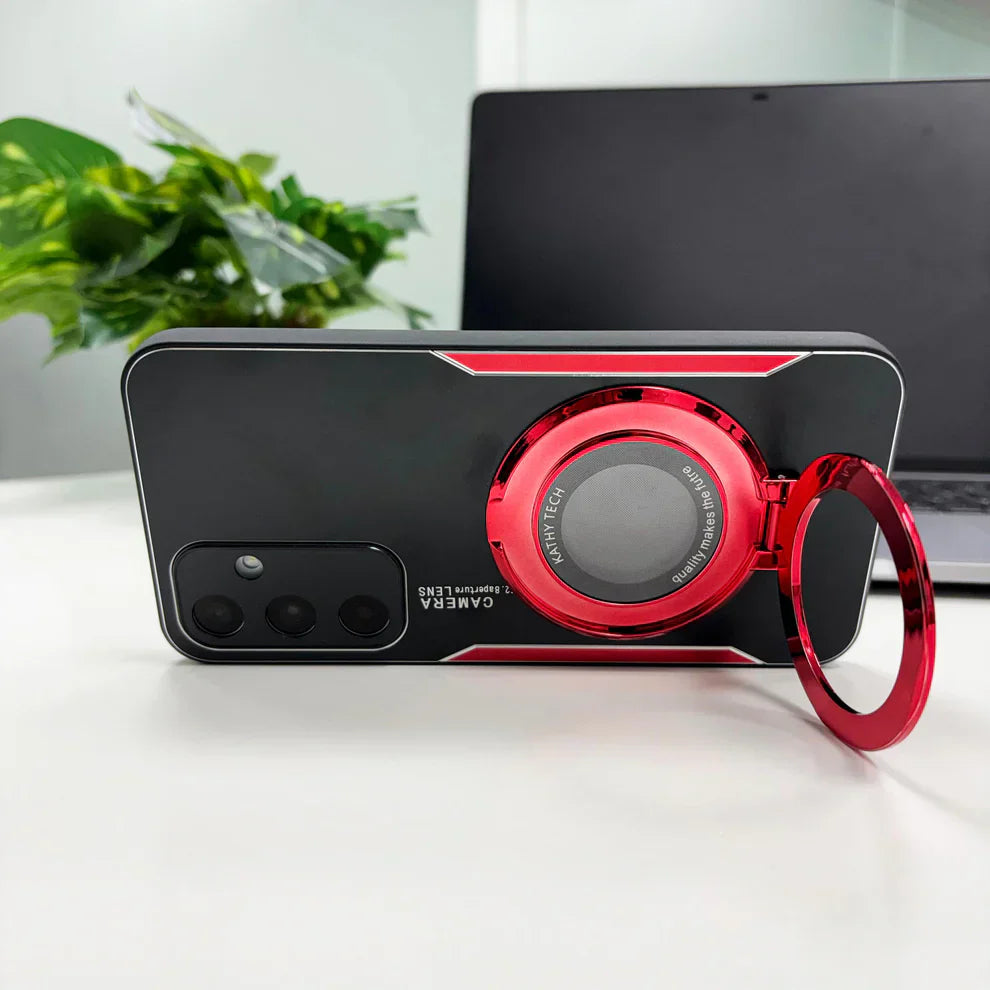 Samsung Galaxy A35 5G Original Luxury Aluminium Metal Magnifier Ring Stand Case