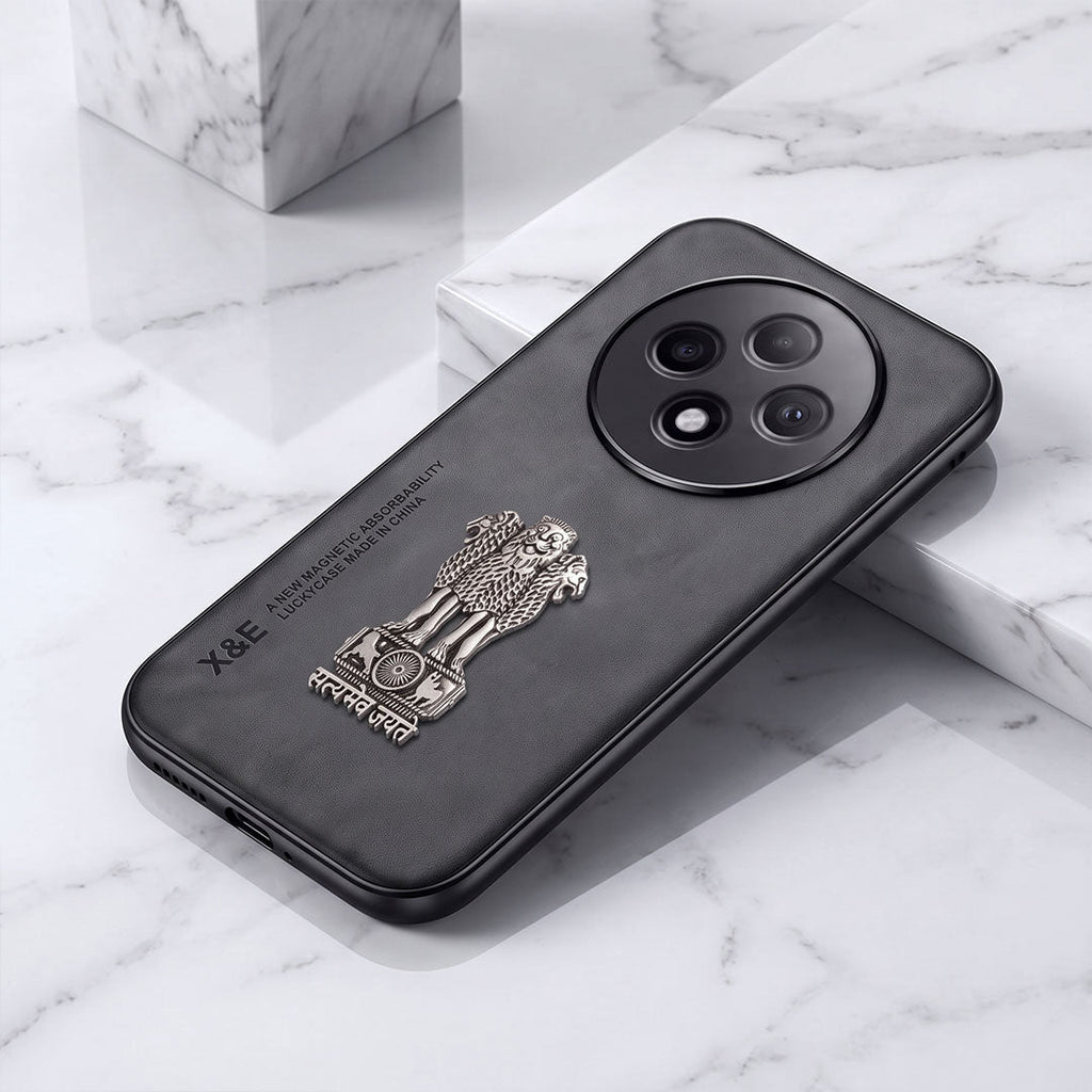 Oppo F27 Pro+ 5G Metal Emblem Satyamev Jayate Comfortable Sheepskin Phone Case