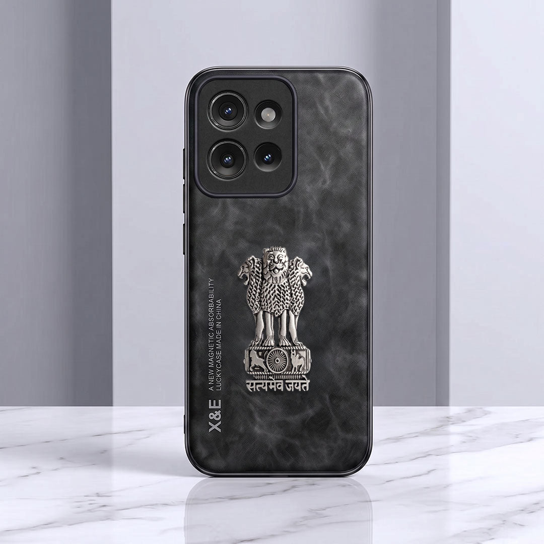 Motorola Edge 50 5G Metal Emblem Satyamev Jayate Comfortable Sheepskin Phone Case