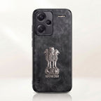 Redmi Note 13 Pro+ 5G Metal Emblem Satyamev Jayate Comfortable Sheepskin Phone Case
