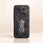 Redmi Note 14 Pro+ 5G Metal Emblem Satyamev Jayate Comfortable Sheepskin Phone Case