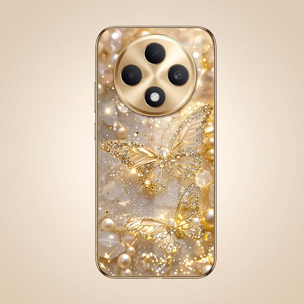 Oppo F27 Pro+ 5G Golden Butterfly Gold Electroplated Glass Phone Back Case