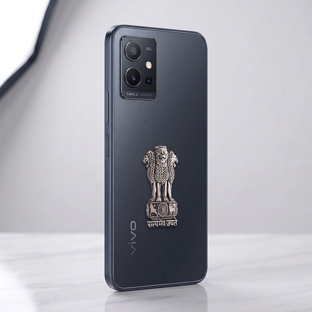 Vivo Y75 5G Compatible Satyamev Jayate 3D Metal Emblem Sticker