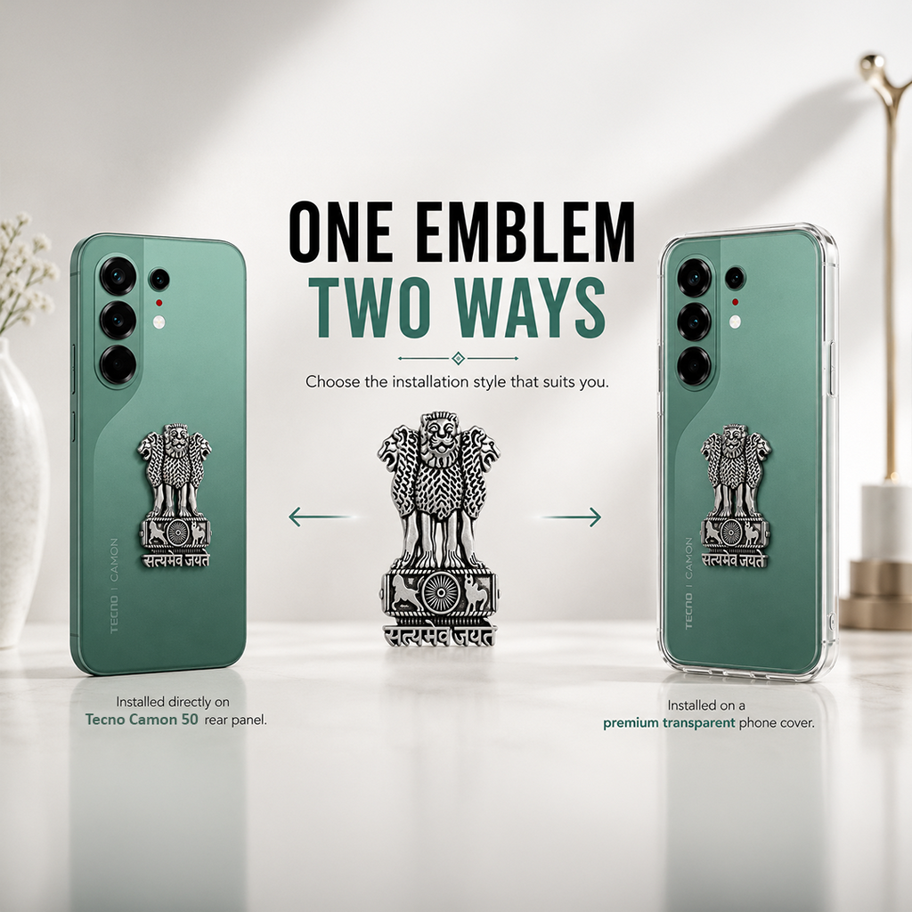 Tecno Camon 50 5G Compatible Satyamev Jayate 3D Metal Emblem Sticker