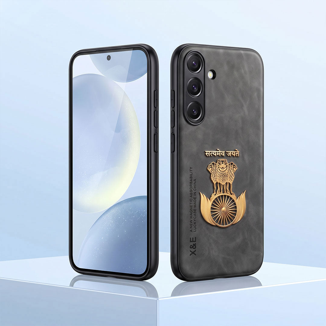 Samsung Galaxy A55 5G Satyamev Jayate Comfortable Leather Phone Case