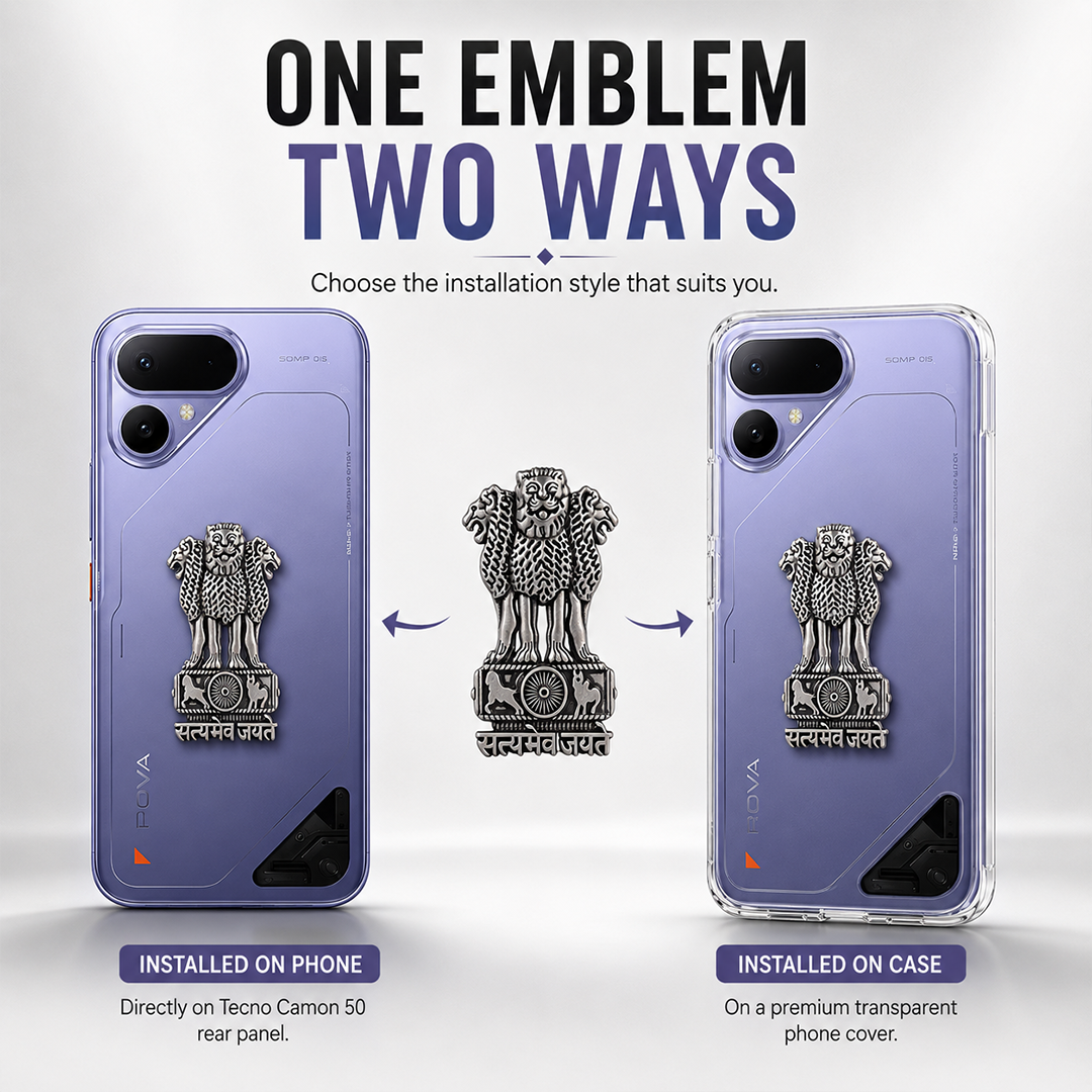 Tecno Pova Curve 2 5G Compatible Satyamev Jayate 3D Metal Emblem Sticker